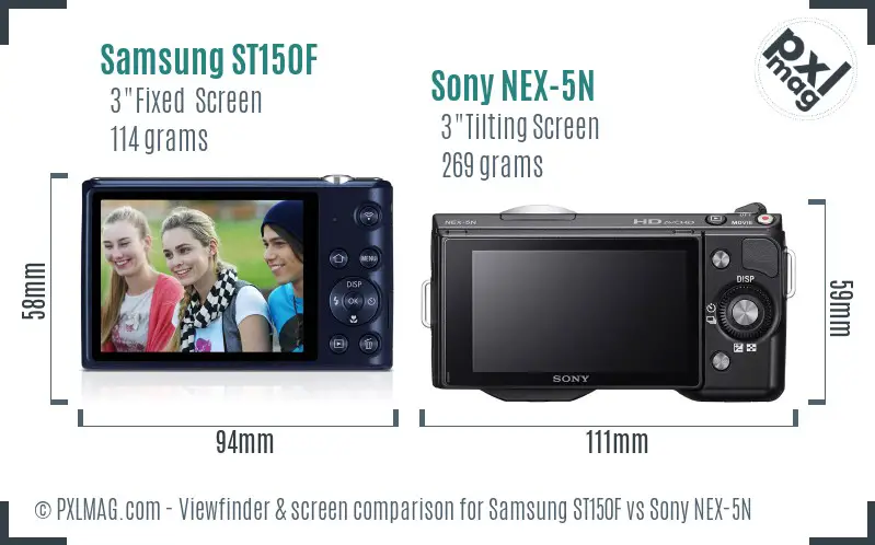 Samsung ST150F vs Sony NEX-5N Screen and Viewfinder comparison