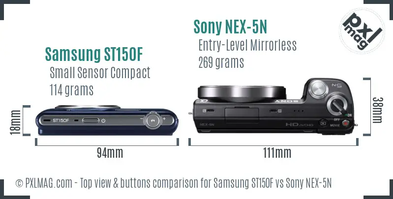 Samsung ST150F vs Sony NEX-5N top view buttons comparison