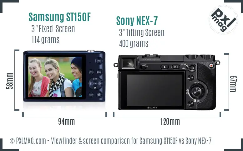 Samsung ST150F vs Sony NEX-7 Screen and Viewfinder comparison Samsung ST150F vs Sony NEX-7 Screen and Viewfinder comparison