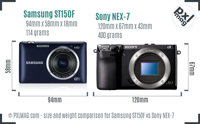 Samsung ST150F vs Sony NEX-7 size comparison Samsung ST150F vs Sony NEX-7 size comparison