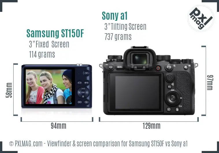 Samsung ST150F vs Sony a1 Screen and Viewfinder comparison