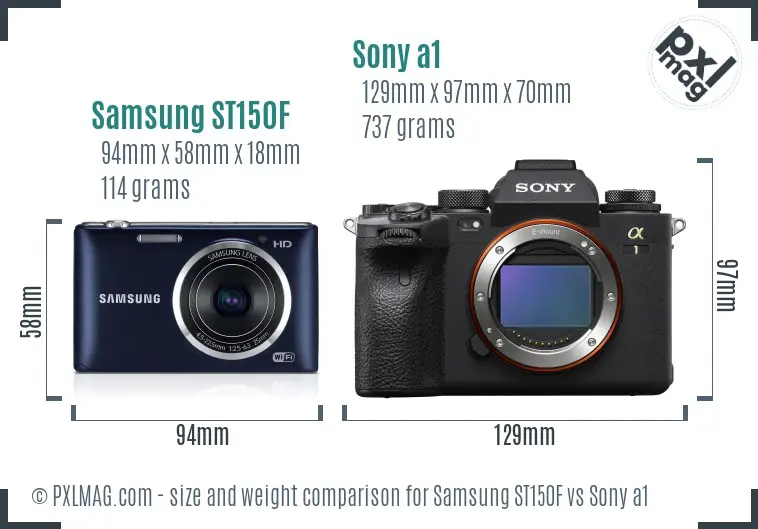 Samsung ST150F vs Sony a1 size comparison