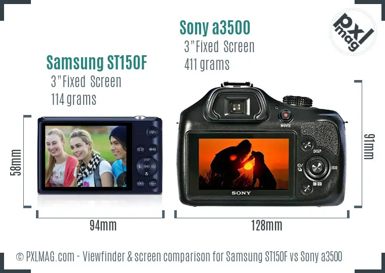 Samsung ST150F vs Sony a3500 Screen and Viewfinder comparison
