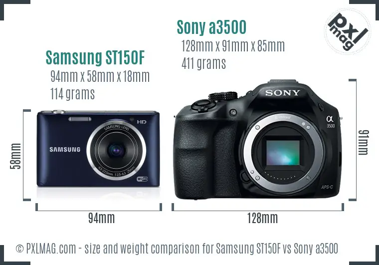Samsung ST150F vs Sony a3500 size comparison
