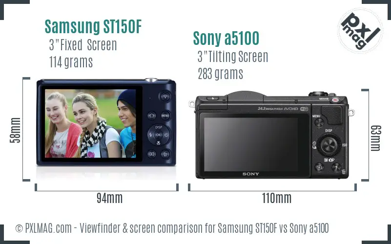 Samsung ST150F vs Sony a5100 Screen and Viewfinder comparison