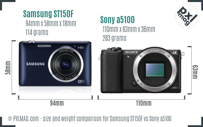 Samsung ST150F vs Sony a5100 size comparison