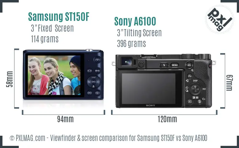 Samsung ST150F vs Sony A6100 Screen and Viewfinder comparison