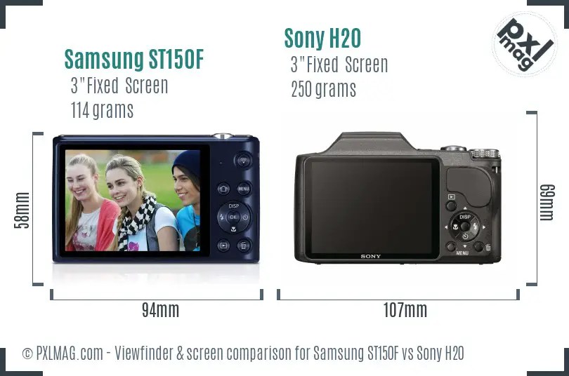 Samsung ST150F vs Sony H20 Screen and Viewfinder comparison
