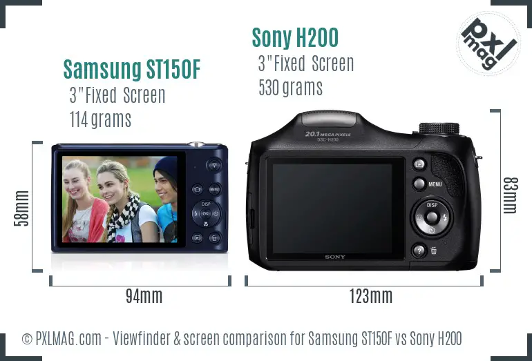 Samsung ST150F vs Sony H200 Screen and Viewfinder comparison