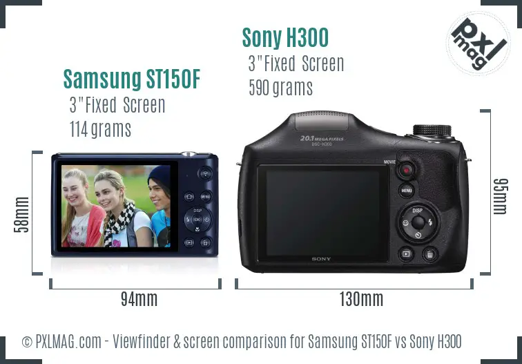 Samsung ST150F vs Sony H300 Screen and Viewfinder comparison