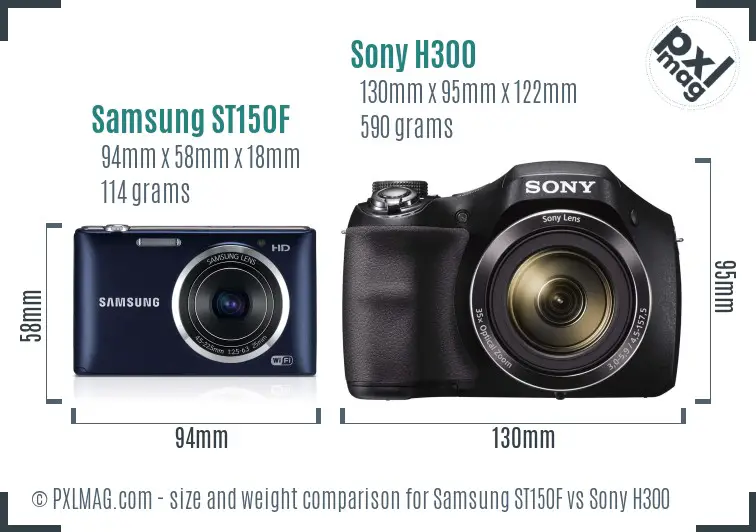 Samsung ST150F vs Sony H300 size comparison