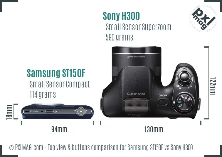 Samsung ST150F vs Sony H300 top view buttons comparison