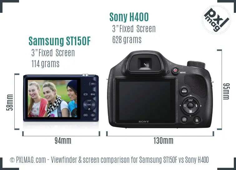 Samsung ST150F vs Sony H400 Screen and Viewfinder comparison