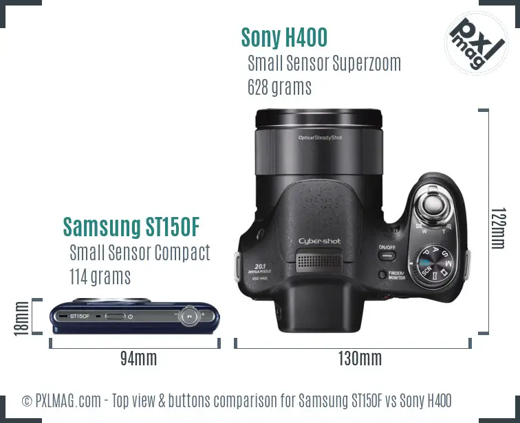 Samsung ST150F vs Sony H400 top view buttons comparison
