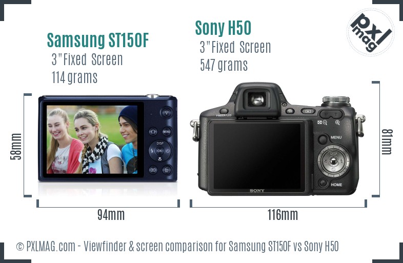 Samsung ST150F vs Sony H50 Screen and Viewfinder comparison