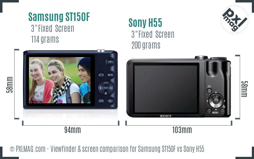 Samsung ST150F vs Sony H55 Screen and Viewfinder comparison