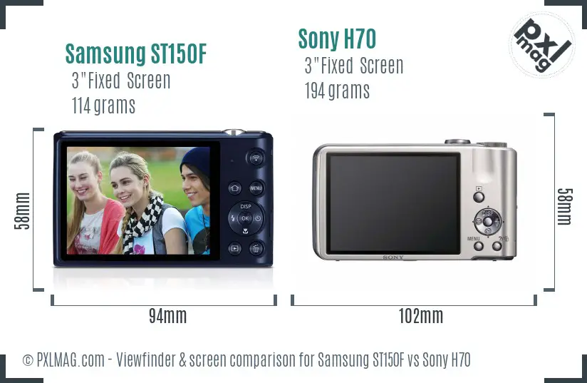 Samsung ST150F vs Sony H70 Screen and Viewfinder comparison