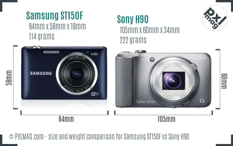 Samsung ST150F vs Sony H90 size comparison Samsung ST150F vs Sony H90 size comparison