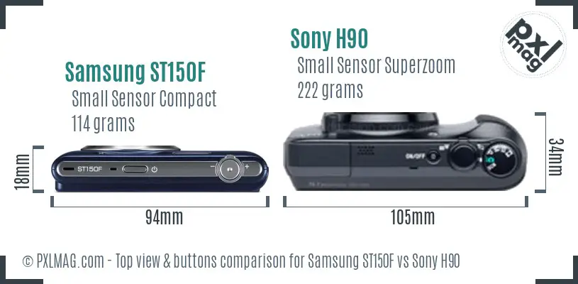 Samsung ST150F vs Sony H90 top view buttons comparison Samsung ST150F vs Sony H90 top view buttons comparison