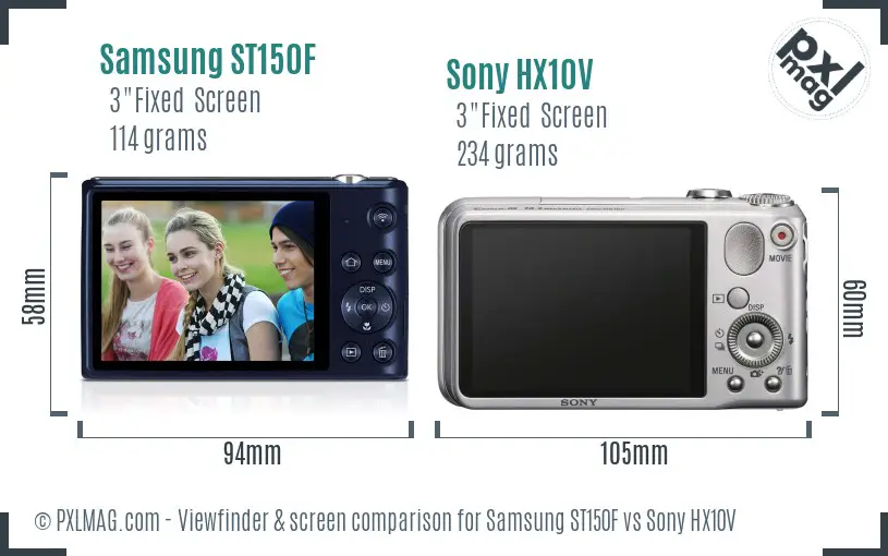 Samsung ST150F vs Sony HX10V Screen and Viewfinder comparison Samsung ST150F vs Sony HX10V Screen and Viewfinder comparison