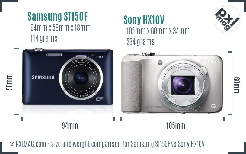 Samsung ST150F vs Sony HX10V size comparison Samsung ST150F vs Sony HX10V size comparison