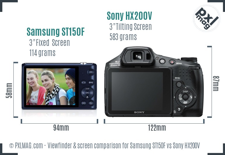 Samsung ST150F vs Sony HX200V Screen and Viewfinder comparison