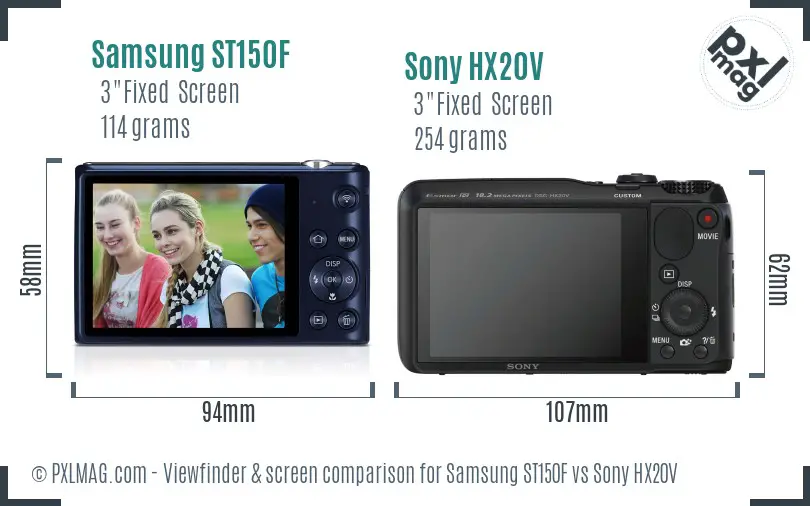 Samsung ST150F vs Sony HX20V Screen and Viewfinder comparison Samsung ST150F vs Sony HX20V Screen and Viewfinder comparison