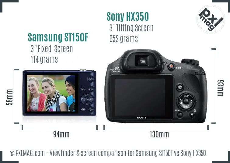 Samsung ST150F vs Sony HX350 Screen and Viewfinder comparison