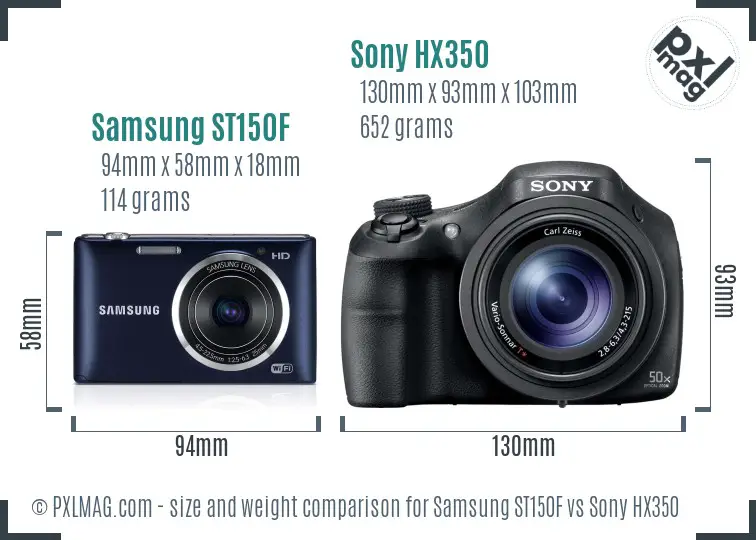 Samsung ST150F vs Sony HX350 size comparison