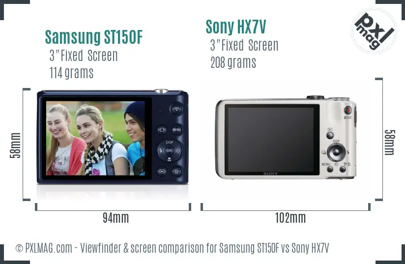 Samsung ST150F vs Sony HX7V Screen and Viewfinder comparison