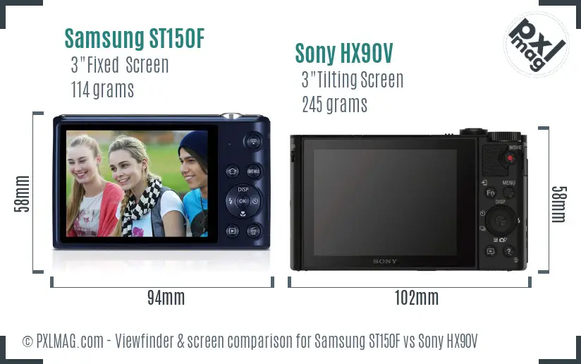 Samsung ST150F vs Sony HX90V Screen and Viewfinder comparison