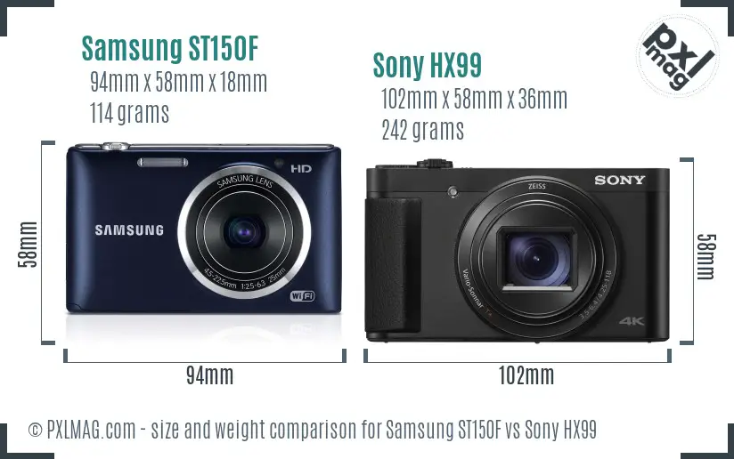 Samsung ST150F vs Sony HX99 size comparison Samsung ST150F vs Sony HX99 size comparison