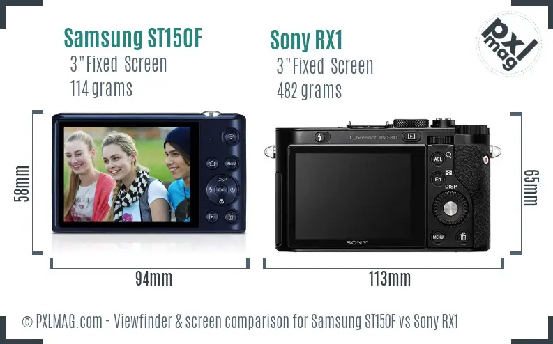 Samsung ST150F vs Sony RX1 Screen and Viewfinder comparison Samsung ST150F vs Sony RX1 Screen and Viewfinder comparison