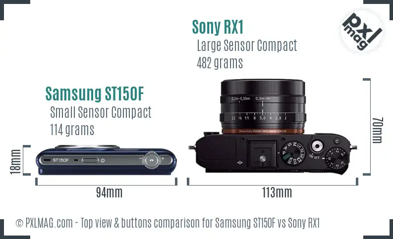 Samsung ST150F vs Sony RX1 top view buttons comparison Samsung ST150F vs Sony RX1 top view buttons comparison