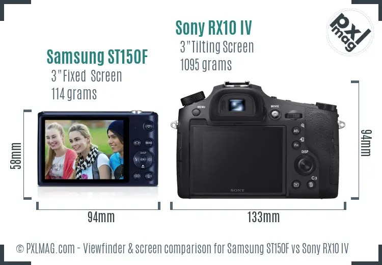 Samsung ST150F vs Sony RX10 IV Screen and Viewfinder comparison