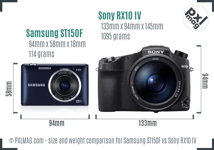 Samsung ST150F vs Sony RX10 IV size comparison