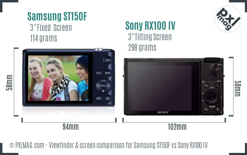 Samsung ST150F vs Sony RX100 IV Screen and Viewfinder comparison Samsung ST150F vs Sony RX100 IV Screen and Viewfinder comparison