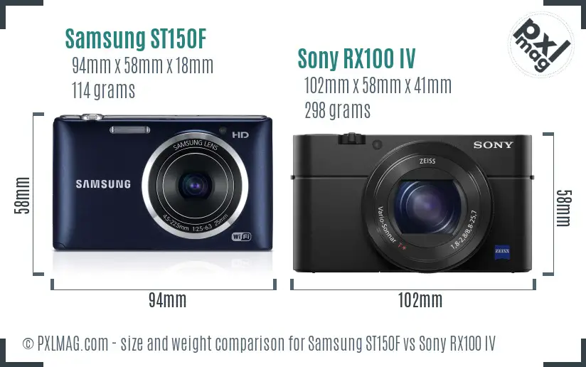 Samsung ST150F vs Sony RX100 IV size comparison Samsung ST150F vs Sony RX100 IV size comparison