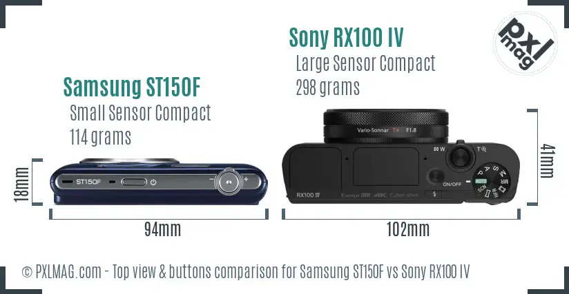 Samsung ST150F vs Sony RX100 IV top view buttons comparison Samsung ST150F vs Sony RX100 IV top view buttons comparison