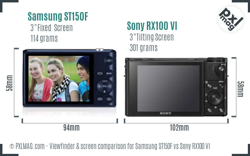 Samsung ST150F vs Sony RX100 VI Screen and Viewfinder comparison