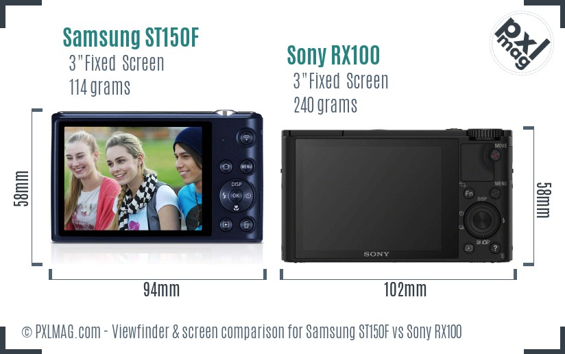 Samsung ST150F vs Sony RX100 Screen and Viewfinder comparison