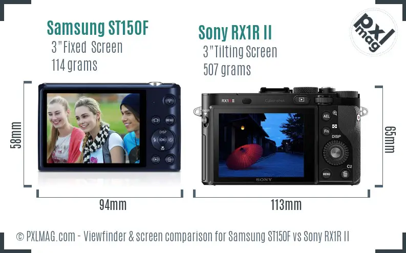 Samsung ST150F vs Sony RX1R II Screen and Viewfinder comparison