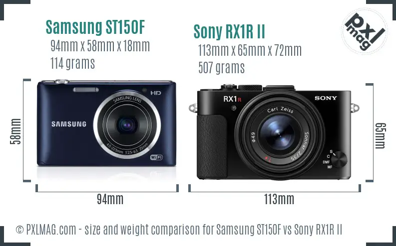 Samsung ST150F vs Sony RX1R II size comparison