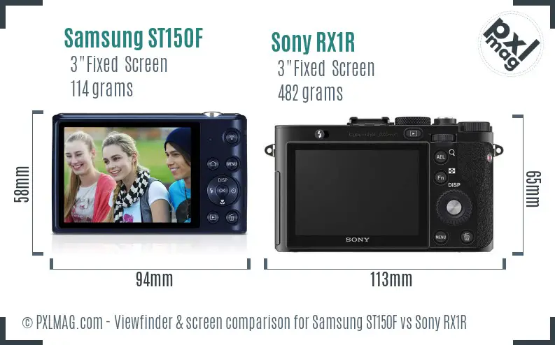 Samsung ST150F vs Sony RX1R Screen and Viewfinder comparison