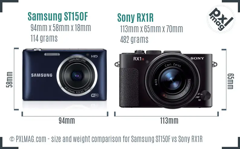 Samsung ST150F vs Sony RX1R size comparison