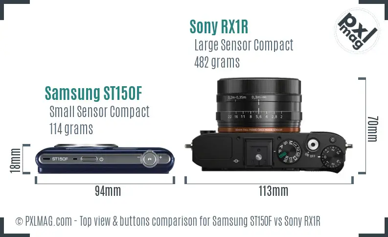 Samsung ST150F vs Sony RX1R top view buttons comparison