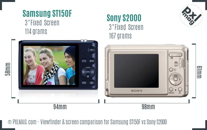 Samsung ST150F vs Sony S2000 Screen and Viewfinder comparison