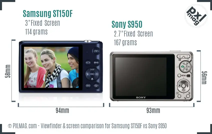 Samsung ST150F vs Sony S950 Screen and Viewfinder comparison