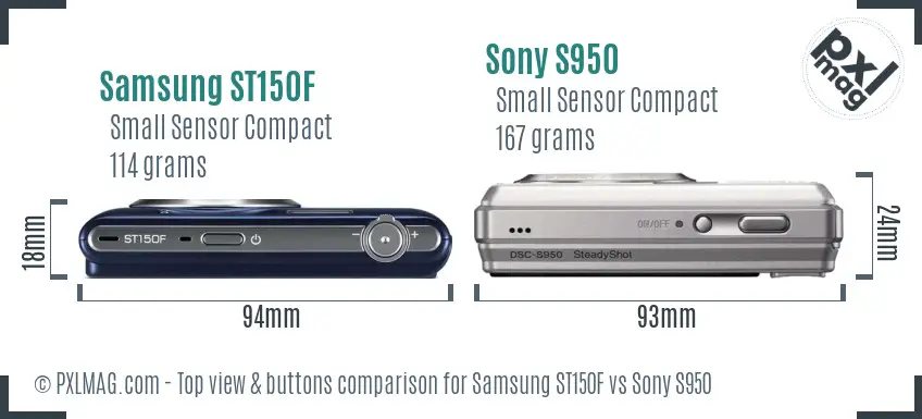 Samsung ST150F vs Sony S950 top view buttons comparison