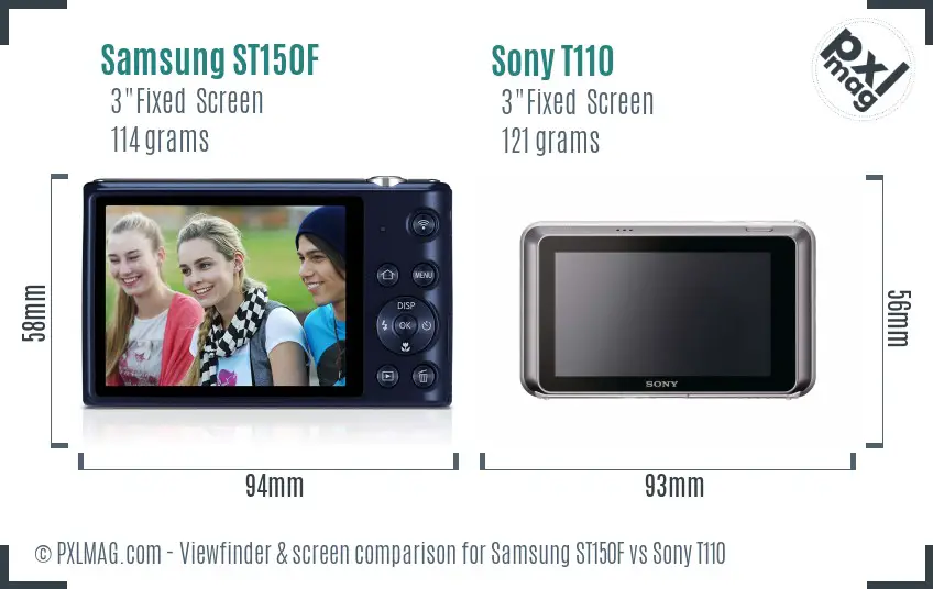 Samsung ST150F vs Sony T110 Screen and Viewfinder comparison